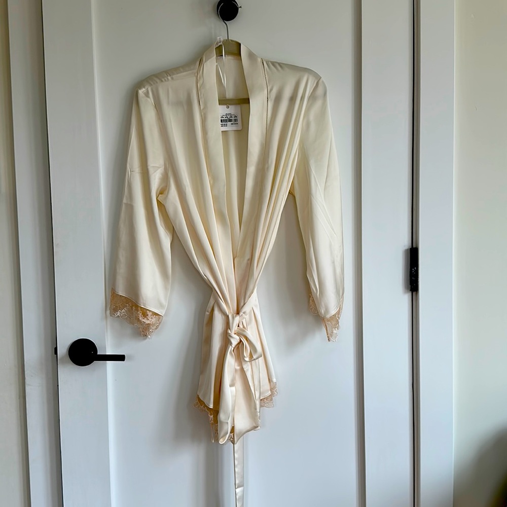 Honey Birdette Satin Robe-Ivory